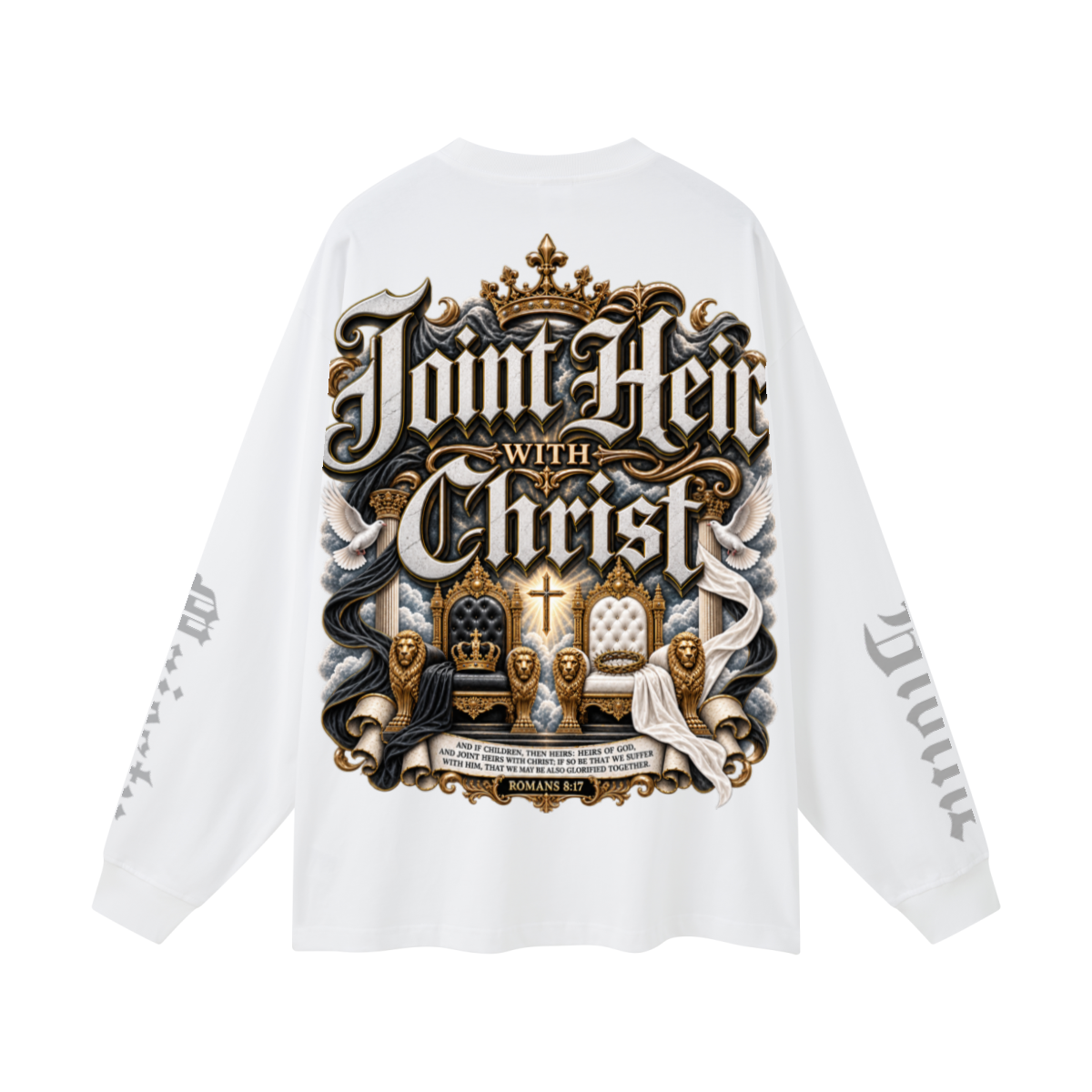 305GSM Unisex Premium Heavyweight Double-Yarn Plain Fabric Earth-Tone Basic Layering Long sleeve White