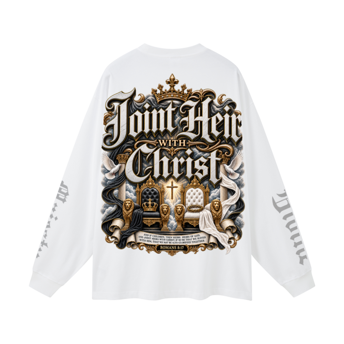305GSM Unisex Premium Heavyweight Double-Yarn Plain Fabric Earth-Tone Basic Layering Long sleeve White