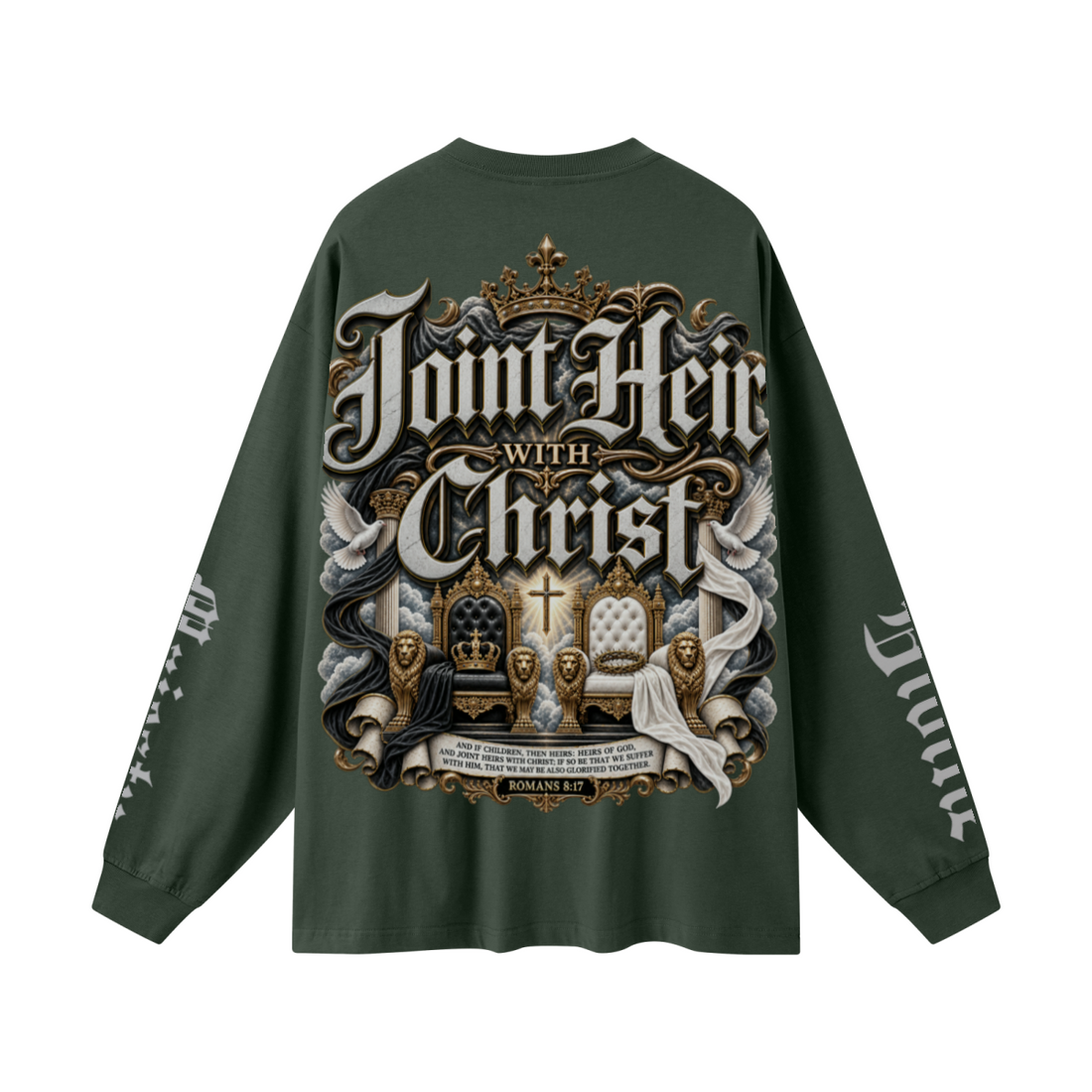 305GSM Unisex Premium Heavyweight Double-Yarn Plain Fabric Earth-Tone Basic Layering Long sleeve Dark Green