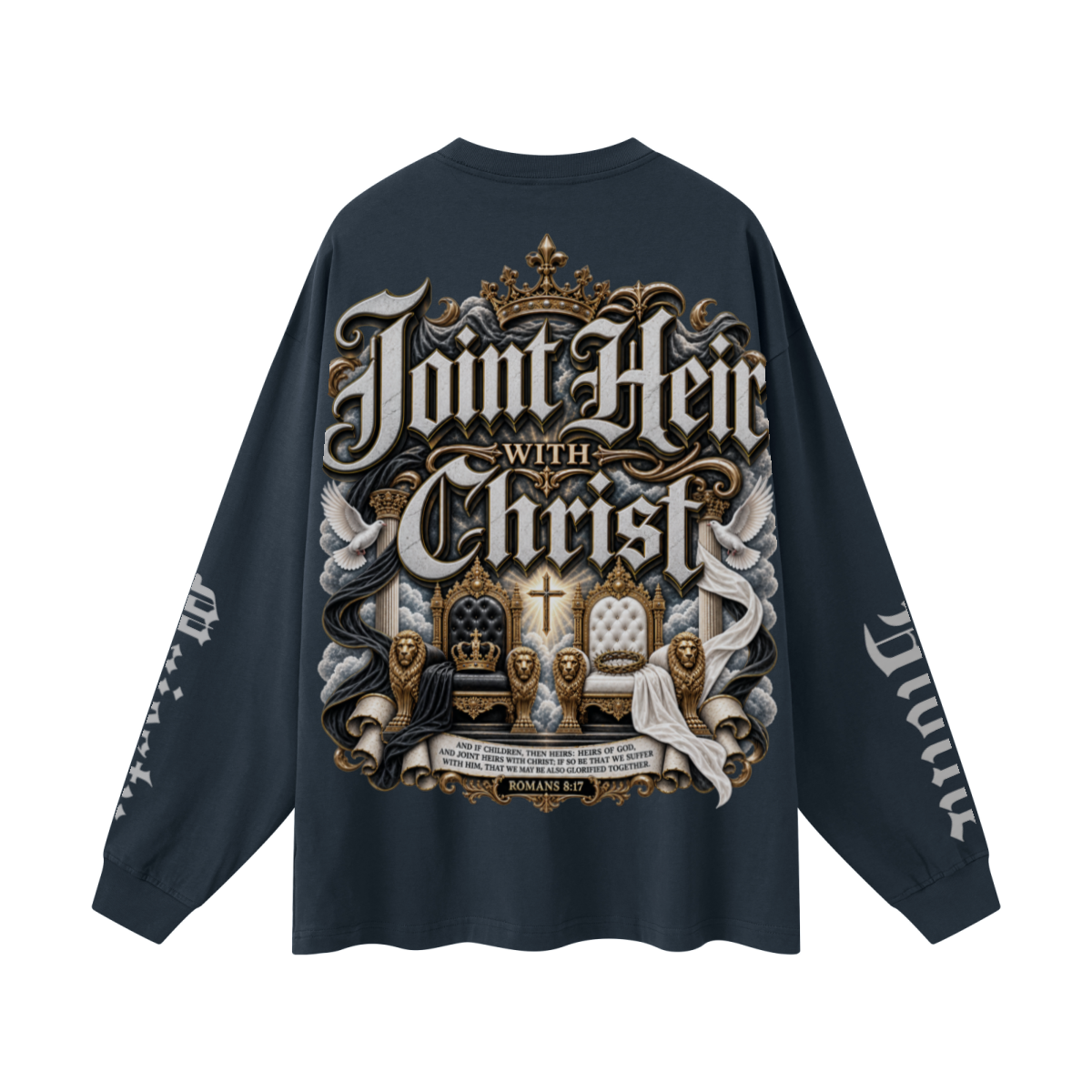 305GSM Unisex Premium Heavyweight Double-Yarn Plain Fabric Earth-Tone Basic Layering Long sleeve Navy Blue