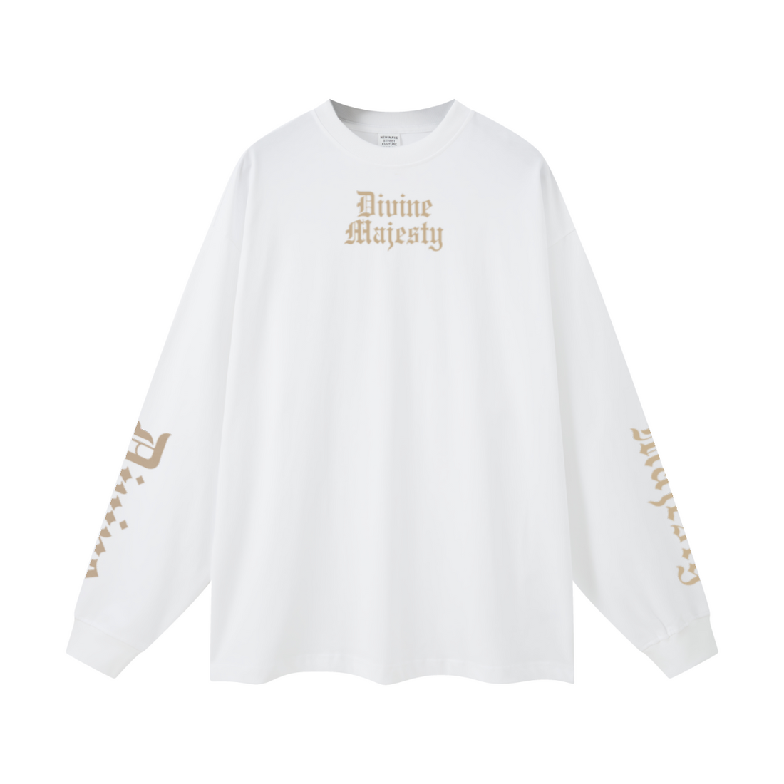 305GSM Unisex Premium Heavyweight Double-Yarn Plain Fabric Earth-Tone Basic Layering Long sleeve White