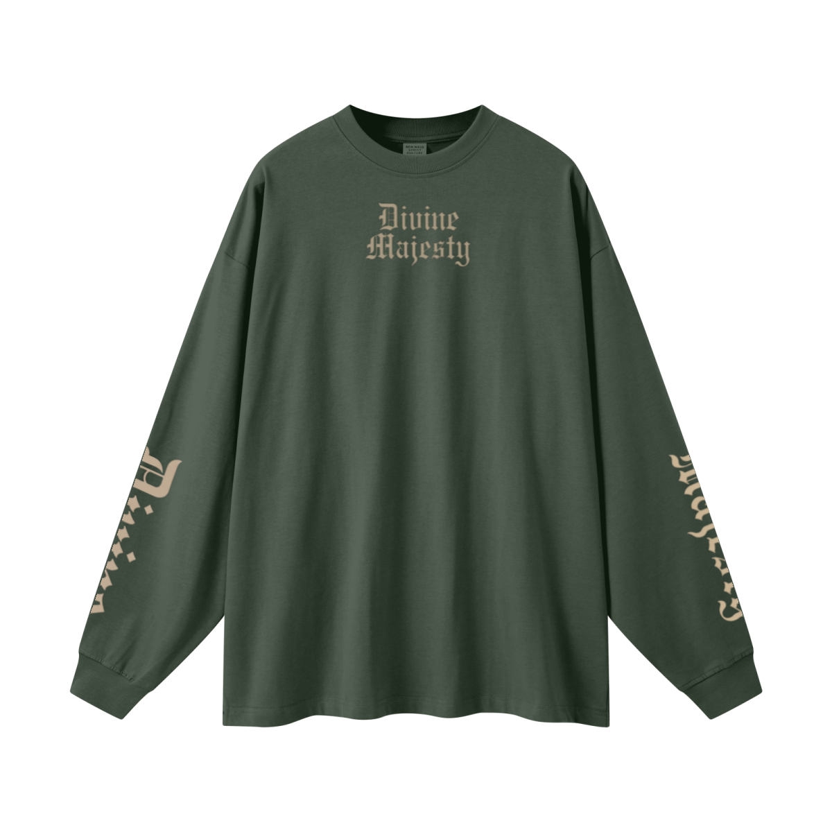 305GSM Unisex Premium Heavyweight Double-Yarn Plain Fabric Earth-Tone Basic Layering Long sleeve Dark Green