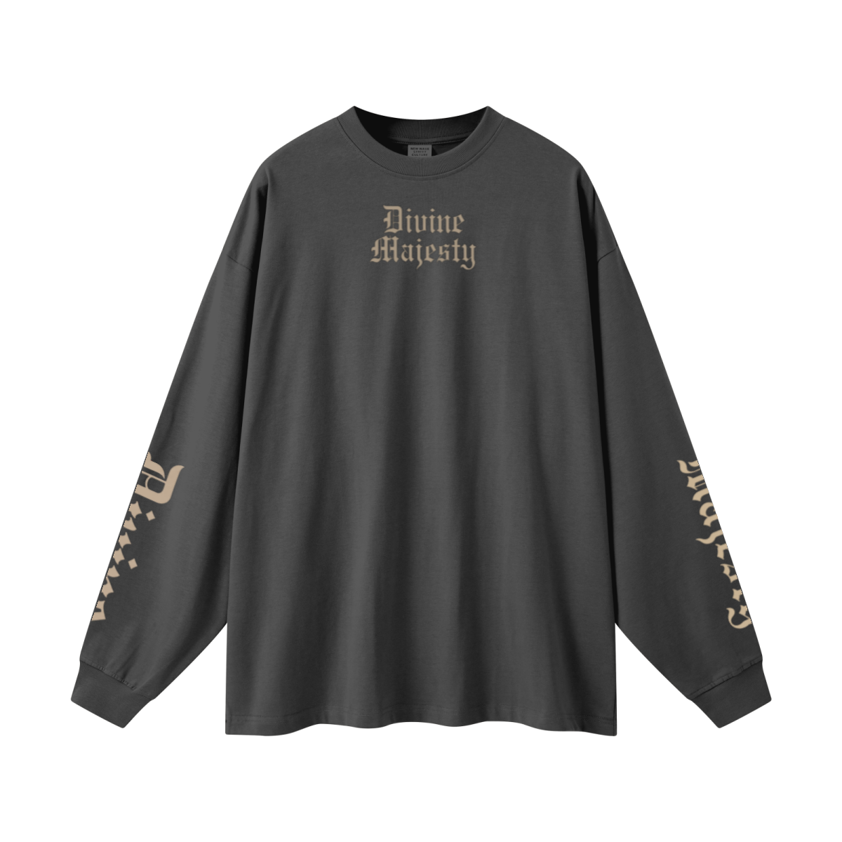 305GSM Unisex Premium Heavyweight Double-Yarn Plain Fabric Earth-Tone Basic Layering Long sleeve Carbon Grey