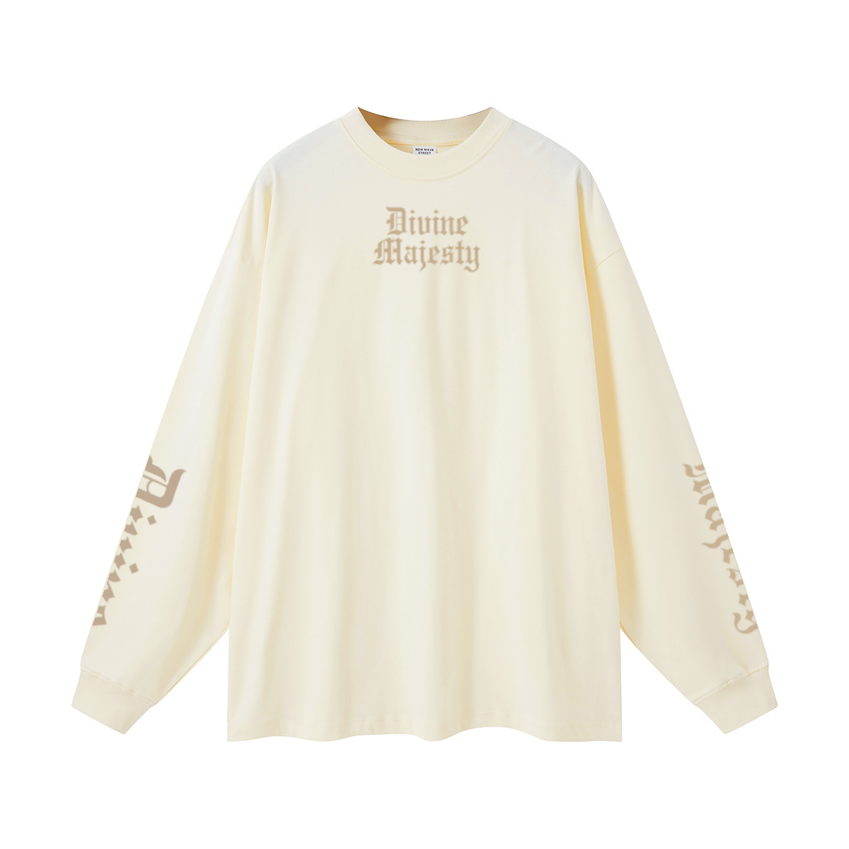 305GSM Unisex Premium Heavyweight Double-Yarn Plain Fabric Earth-Tone Basic Layering Long sleeve Milk Tea White