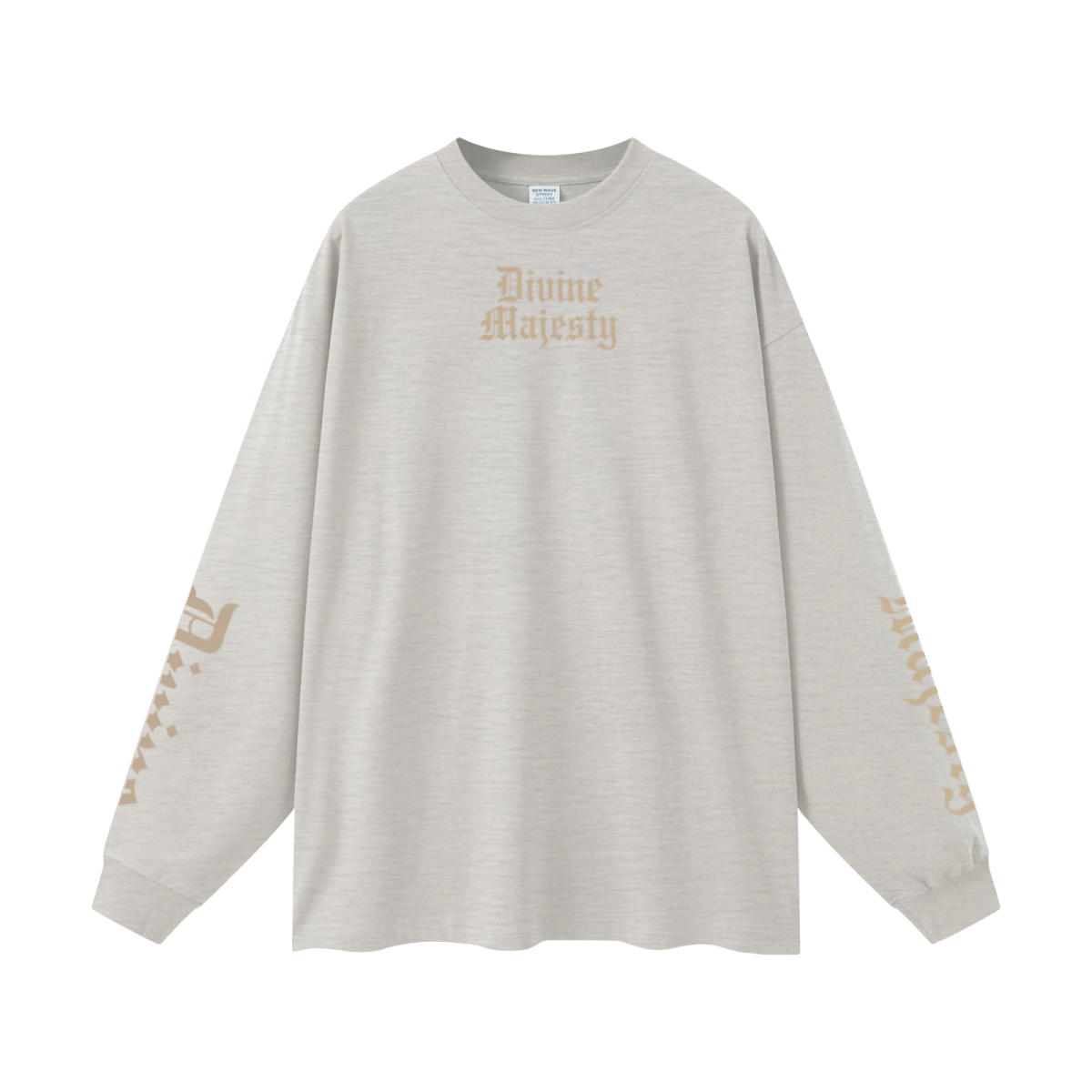 305GSM Unisex Premium Heavyweight Double-Yarn Plain Fabric Earth-Tone Basic Layering Long sleeve Oatmeal Grey