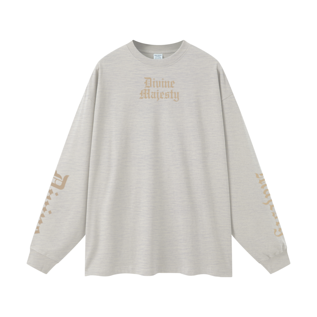 305GSM Unisex Premium Heavyweight Double-Yarn Plain Fabric Earth-Tone Basic Layering Long sleeve Oatmeal Grey