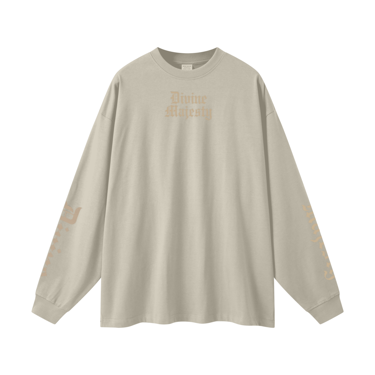 305GSM Unisex Premium Heavyweight Double-Yarn Plain Fabric Earth-Tone Basic Layering Long sleeve Sand