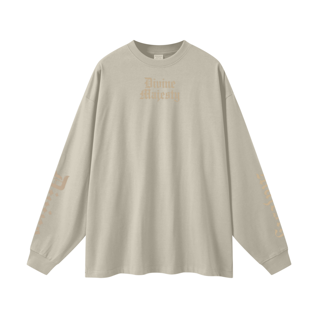305GSM Unisex Premium Heavyweight Double-Yarn Plain Fabric Earth-Tone Basic Layering Long sleeve Sand