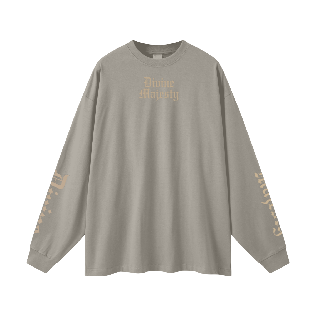305GSM Unisex Premium Heavyweight Double-Yarn Plain Fabric Earth-Tone Basic Layering Long sleeve Grey Camel