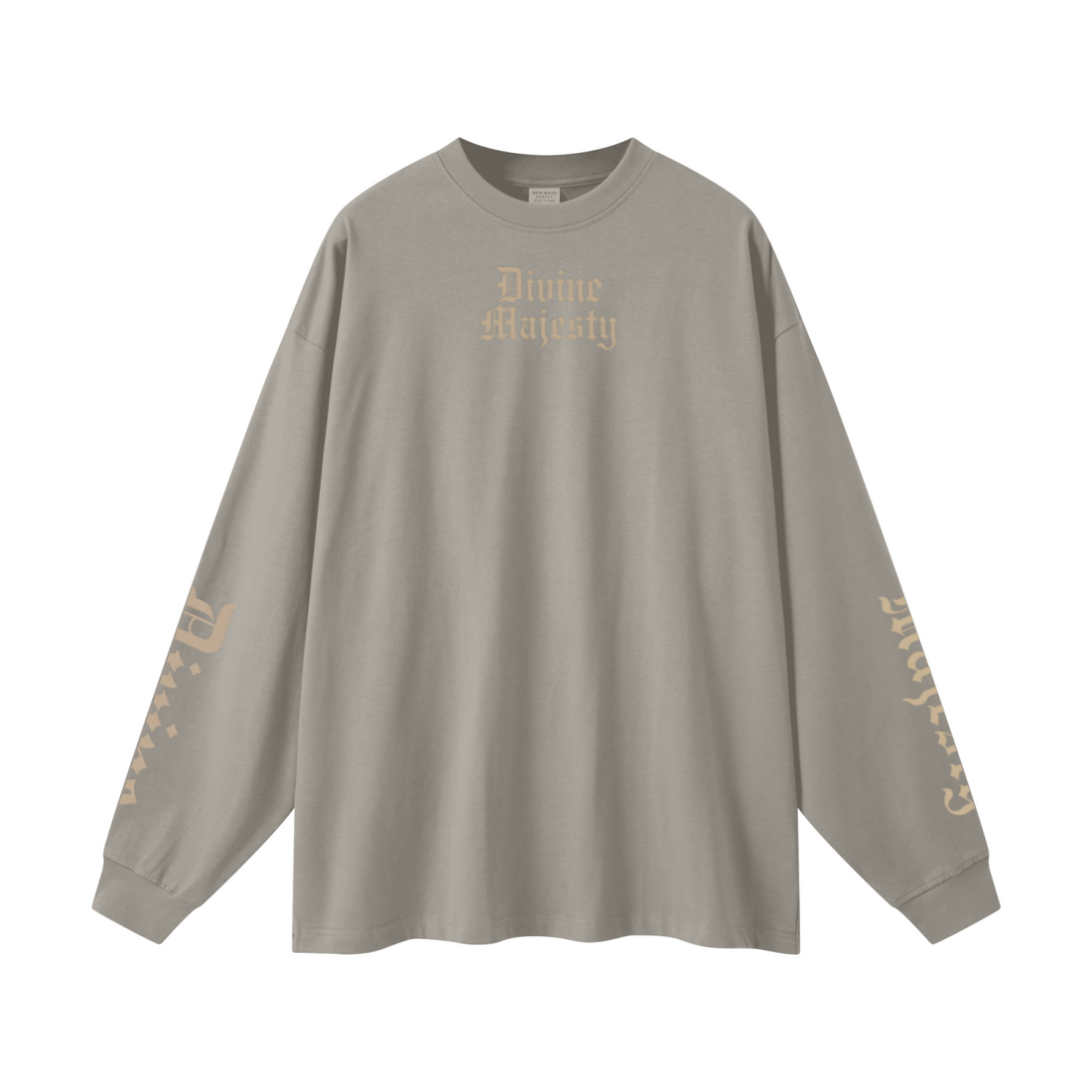 305GSM Unisex Premium Heavyweight Double-Yarn Plain Fabric Earth-Tone Basic Layering Long sleeve Grey Camel