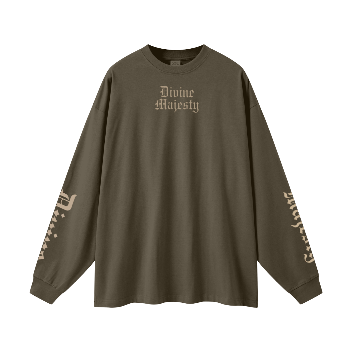 305GSM Unisex Premium Heavyweight Double-Yarn Plain Fabric Earth-Tone Basic Layering Long sleeve Brown