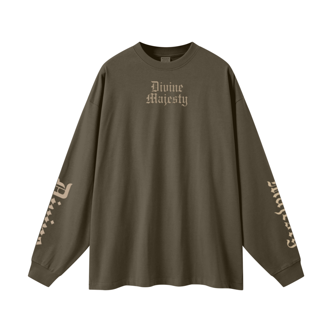 305GSM Unisex Premium Heavyweight Double-Yarn Plain Fabric Earth-Tone Basic Layering Long sleeve Brown