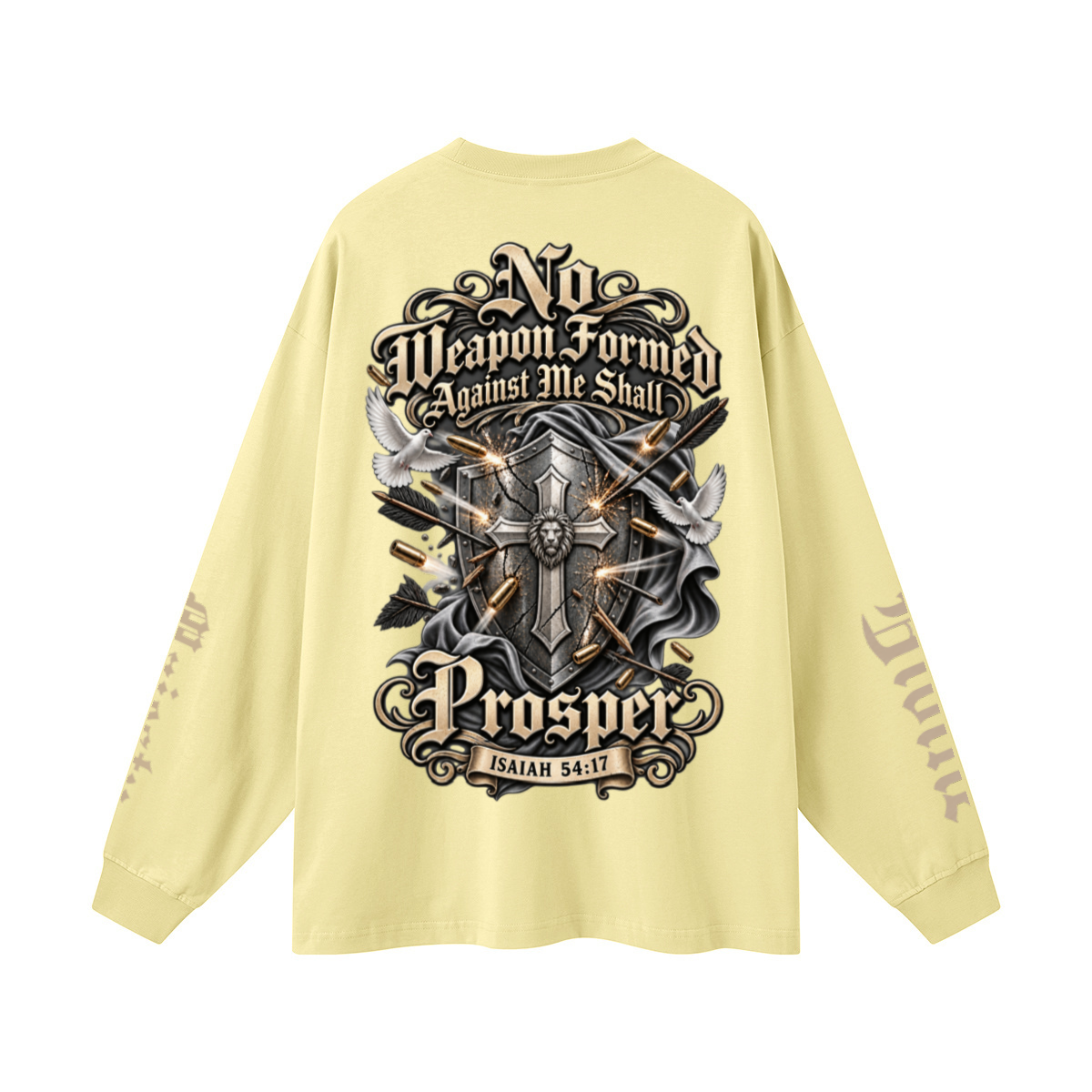 305GSM Unisex Premium Heavyweight Double-Yarn Plain Fabric Earth-Tone Basic Layering Long sleeve Yellow