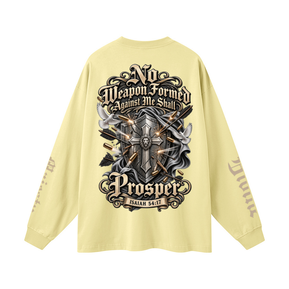 305GSM Unisex Premium Heavyweight Double-Yarn Plain Fabric Earth-Tone Basic Layering Long sleeve Yellow