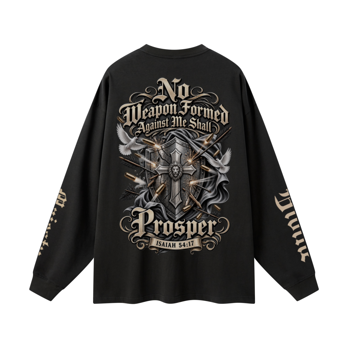 305GSM Unisex Premium Heavyweight Double-Yarn Plain Fabric Earth-Tone Basic Layering Long sleeve Black