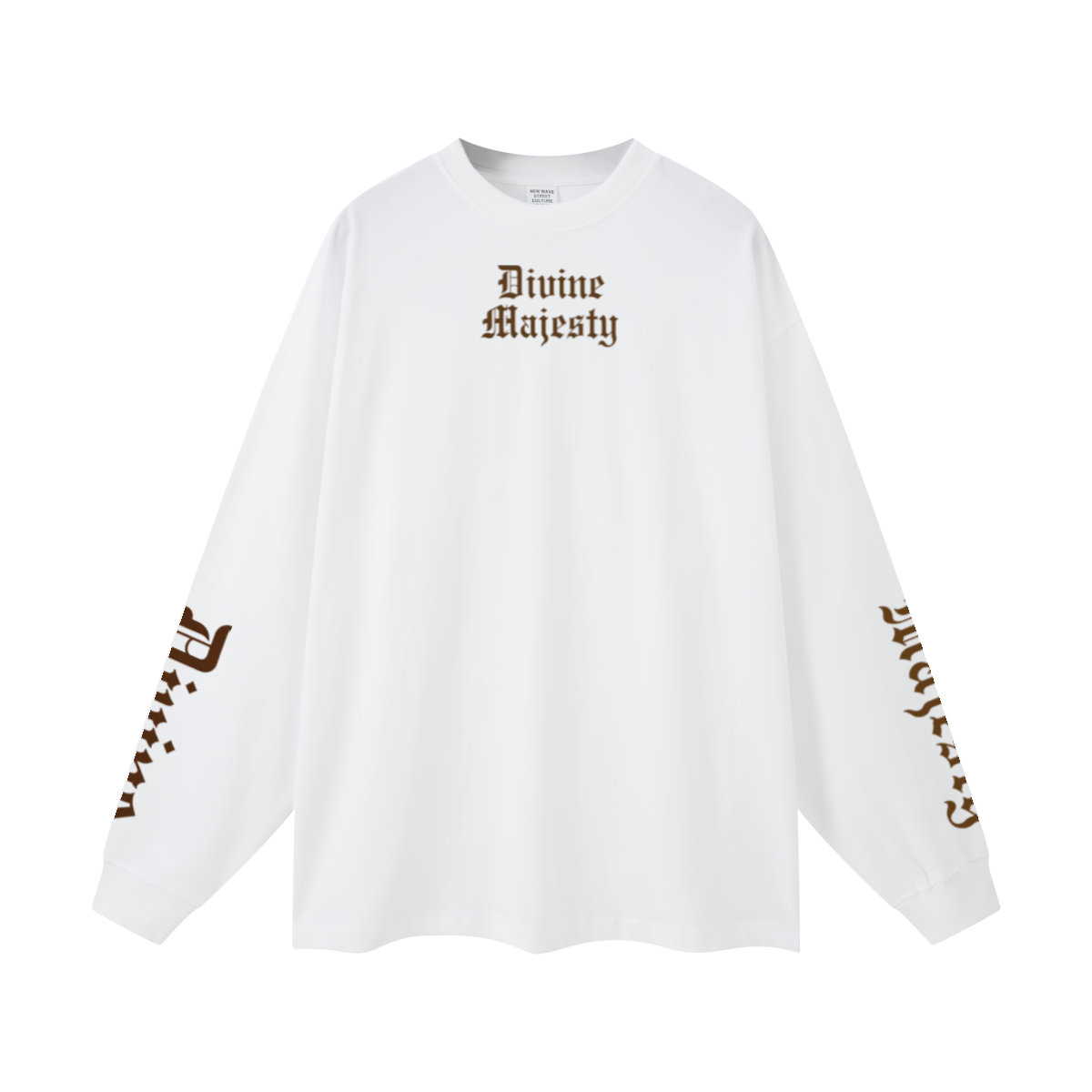 305GSM Unisex Premium Heavyweight Double-Yarn Plain Fabric Earth-Tone Basic Layering Long sleeve White
