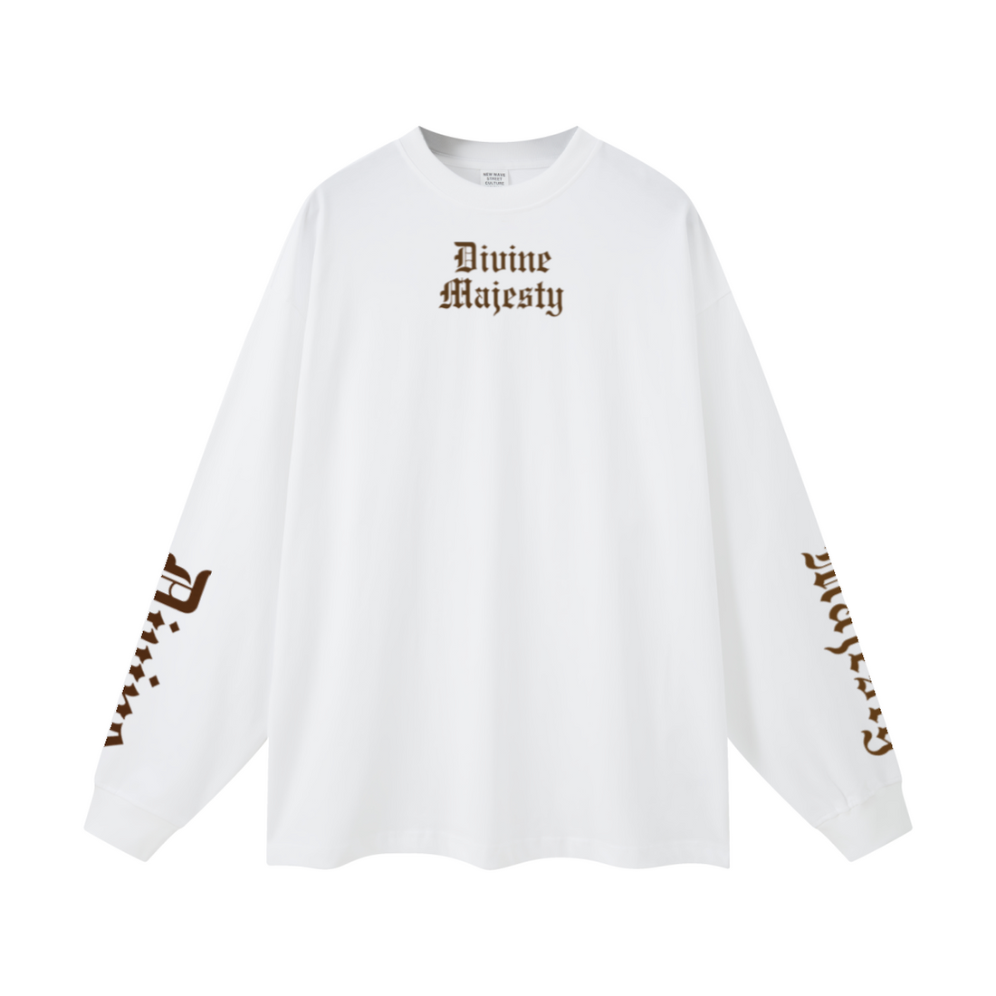 305GSM Unisex Premium Heavyweight Double-Yarn Plain Fabric Earth-Tone Basic Layering Long sleeve White
