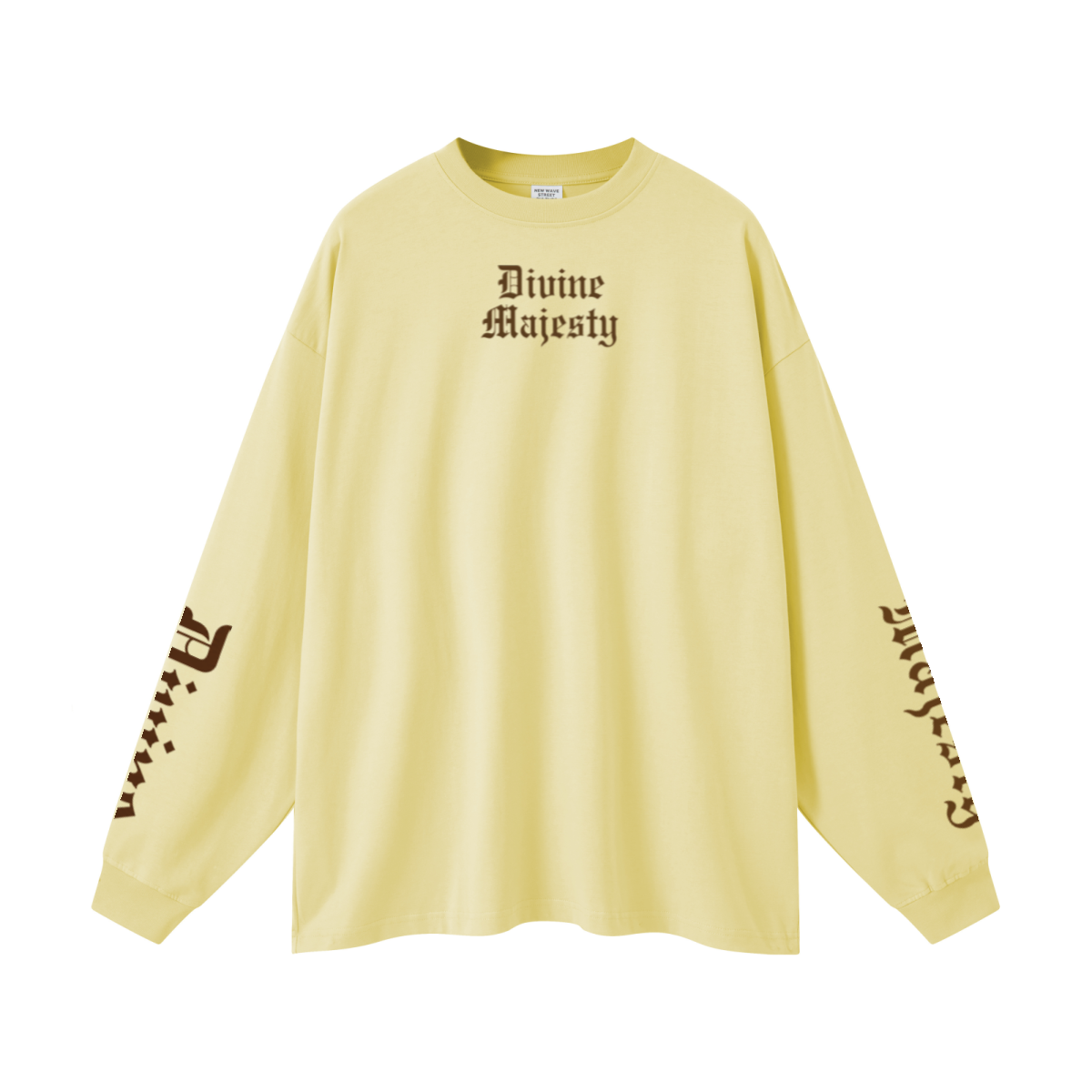 305GSM Unisex Premium Heavyweight Double-Yarn Plain Fabric Earth-Tone Basic Layering Long sleeve Yellow