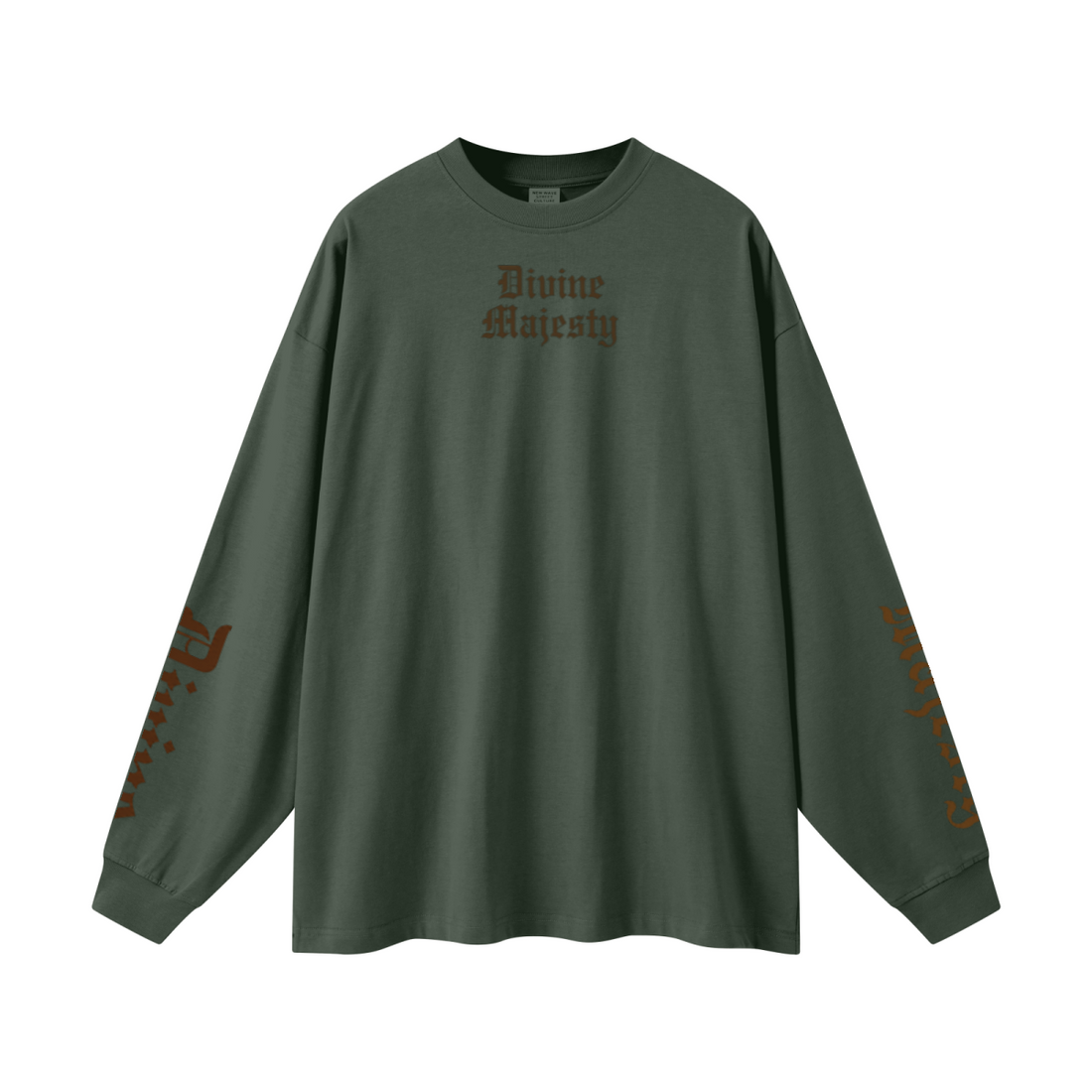 305GSM Unisex Premium Heavyweight Double-Yarn Plain Fabric Earth-Tone Basic Layering Long sleeve Dark Green