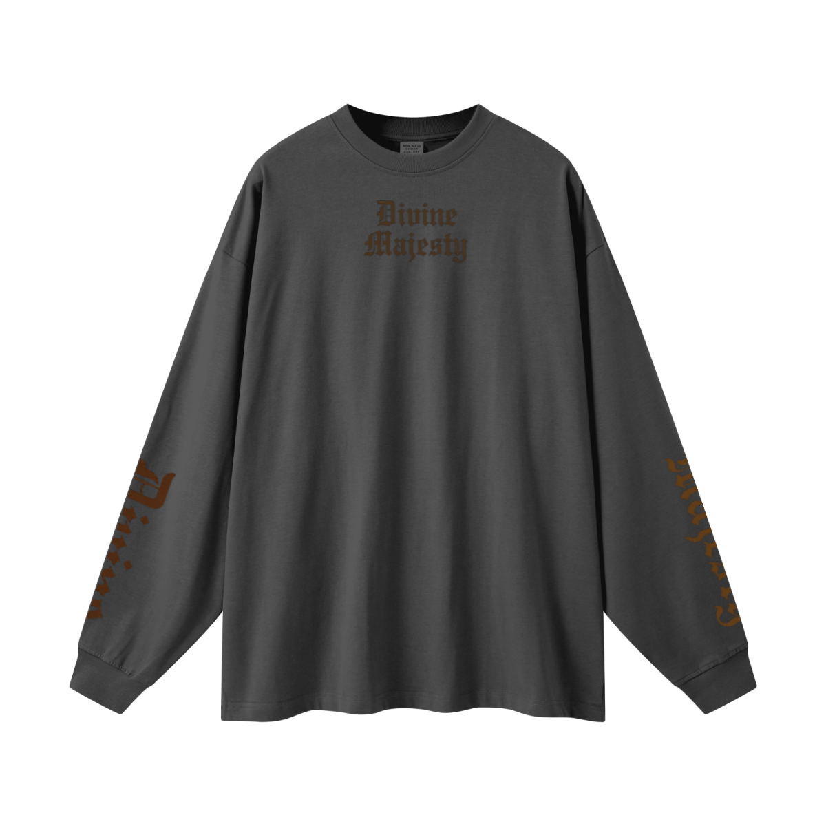 305GSM Unisex Premium Heavyweight Double-Yarn Plain Fabric Earth-Tone Basic Layering Long sleeve Carbon Grey