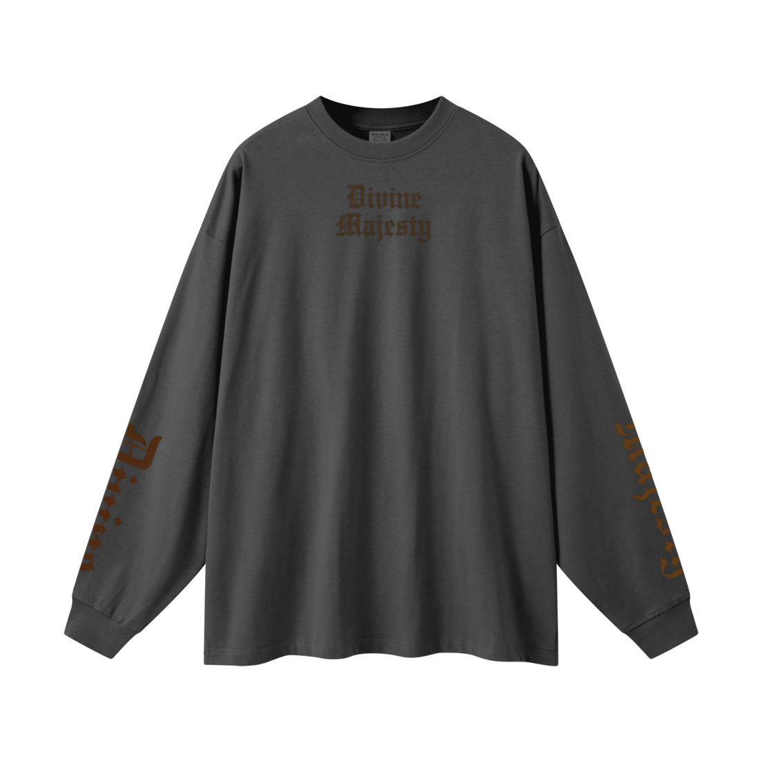 305GSM Unisex Premium Heavyweight Double-Yarn Plain Fabric Earth-Tone Basic Layering Long sleeve Carbon Grey