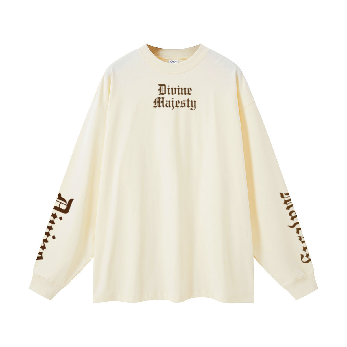 305GSM Unisex Premium Heavyweight Double-Yarn Plain Fabric Earth-Tone Basic Layering Long sleeve Milk Tea White