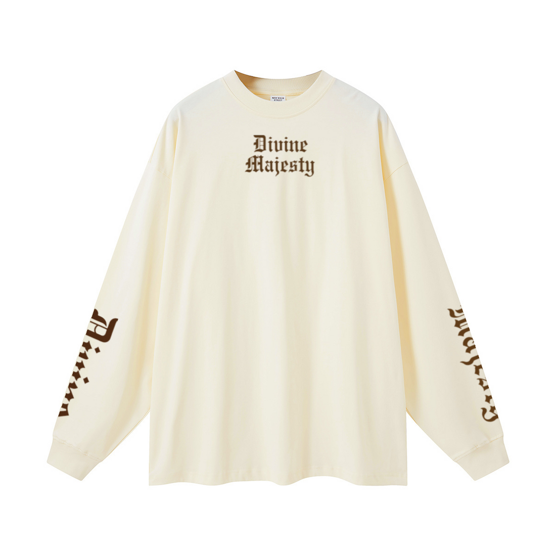 305GSM Unisex Premium Heavyweight Double-Yarn Plain Fabric Earth-Tone Basic Layering Long sleeve Milk Tea White