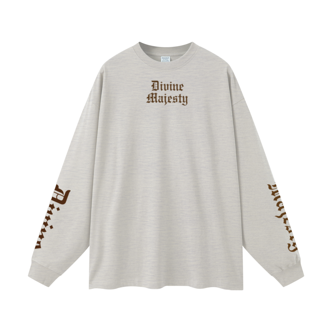 305GSM Unisex Premium Heavyweight Double-Yarn Plain Fabric Earth-Tone Basic Layering Long sleeve Oatmeal Grey