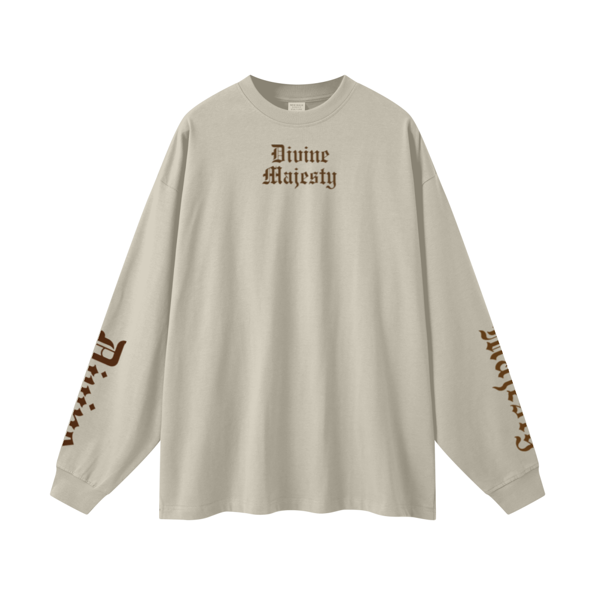 305GSM Unisex Premium Heavyweight Double-Yarn Plain Fabric Earth-Tone Basic Layering Long sleeve Sand