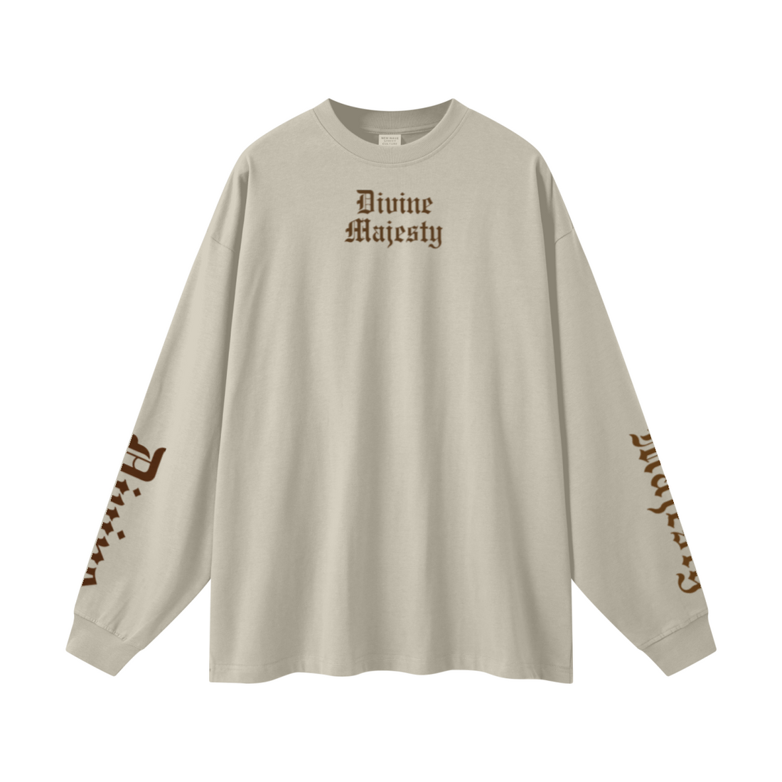305GSM Unisex Premium Heavyweight Double-Yarn Plain Fabric Earth-Tone Basic Layering Long sleeve Sand
