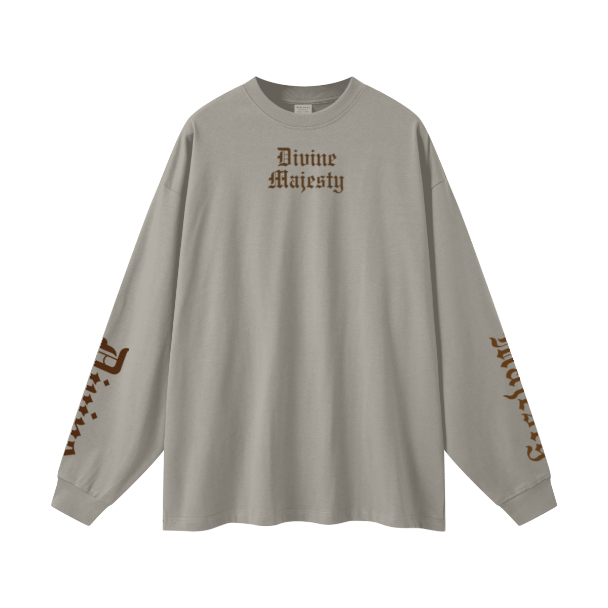 305GSM Unisex Premium Heavyweight Double-Yarn Plain Fabric Earth-Tone Basic Layering Long sleeve Grey Camel