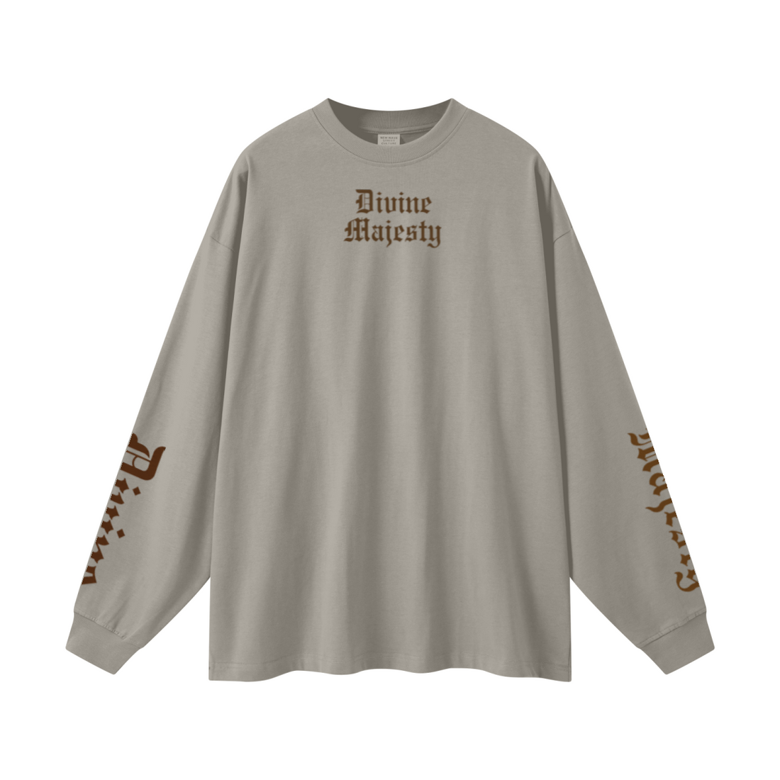 305GSM Unisex Premium Heavyweight Double-Yarn Plain Fabric Earth-Tone Basic Layering Long sleeve Grey Camel