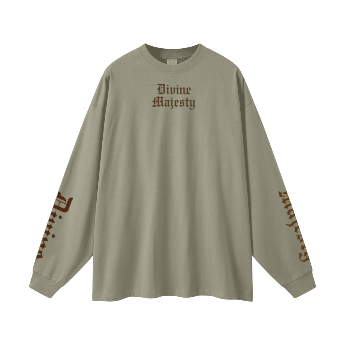 305GSM Unisex Premium Heavyweight Double-Yarn Plain Fabric Earth-Tone Basic Layering Long sleeve Grey Green