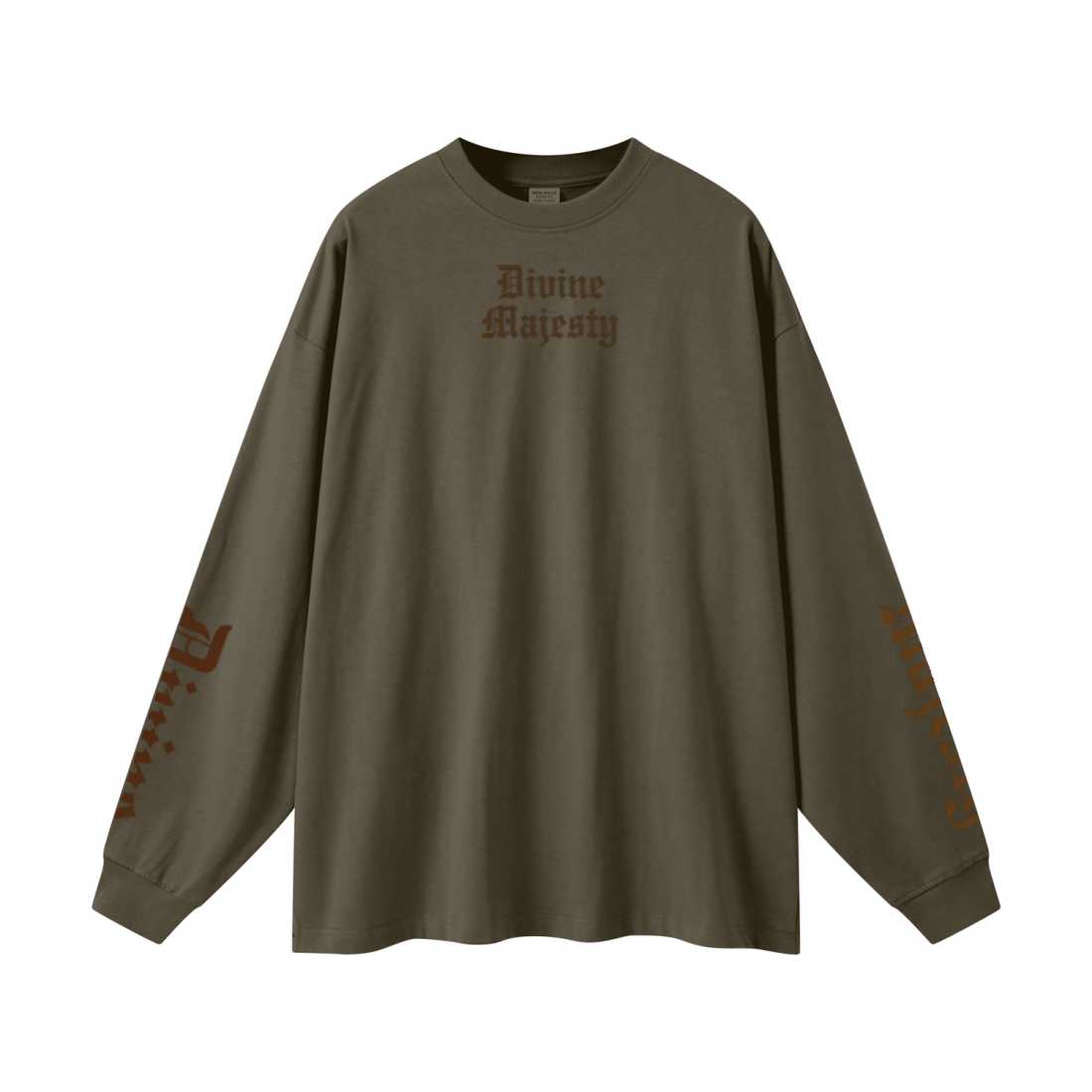 305GSM Unisex Premium Heavyweight Double-Yarn Plain Fabric Earth-Tone Basic Layering Long sleeve Brown