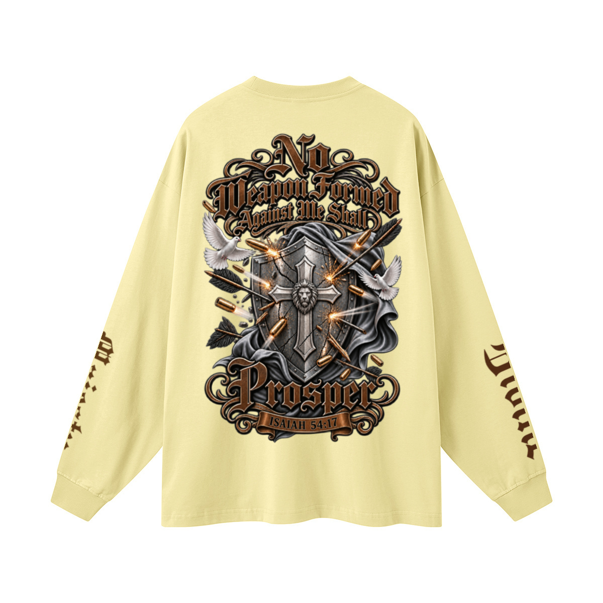 305GSM Unisex Premium Heavyweight Double-Yarn Plain Fabric Earth-Tone Basic Layering Long sleeve Yellow