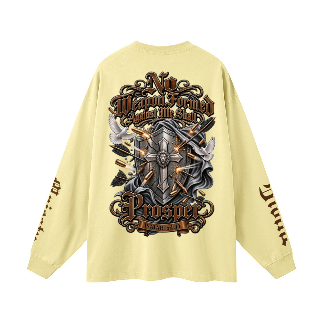 305GSM Unisex Premium Heavyweight Double-Yarn Plain Fabric Earth-Tone Basic Layering Long sleeve Yellow