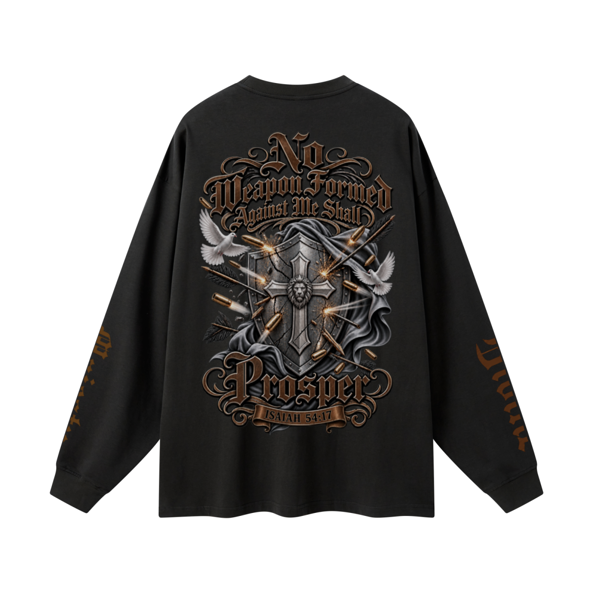 305GSM Unisex Premium Heavyweight Double-Yarn Plain Fabric Earth-Tone Basic Layering Long sleeve Black