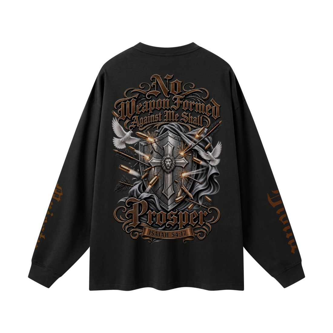 305GSM Unisex Premium Heavyweight Double-Yarn Plain Fabric Earth-Tone Basic Layering Long sleeve Black