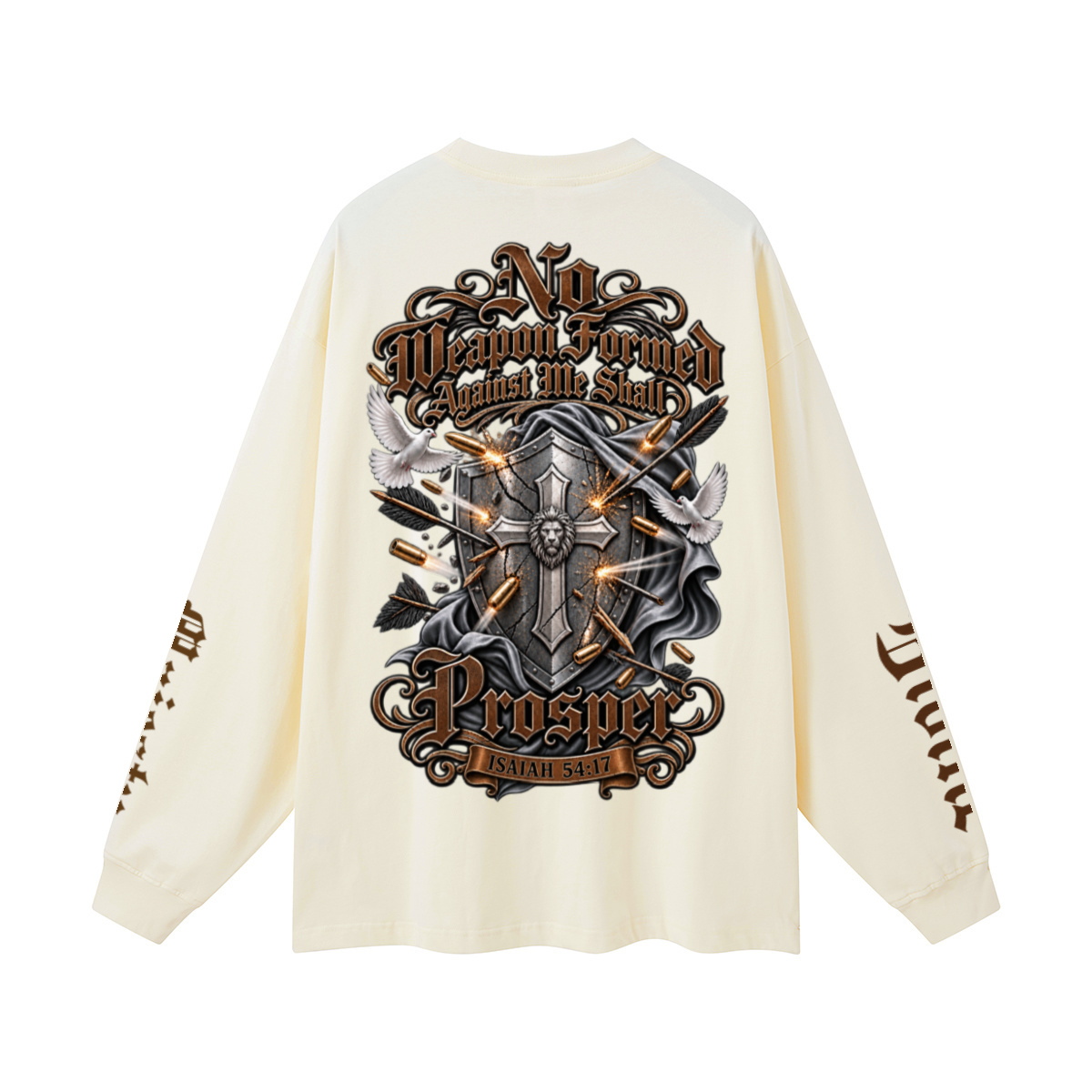305GSM Unisex Premium Heavyweight Double-Yarn Plain Fabric Earth-Tone Basic Layering Long sleeve Milk Tea White