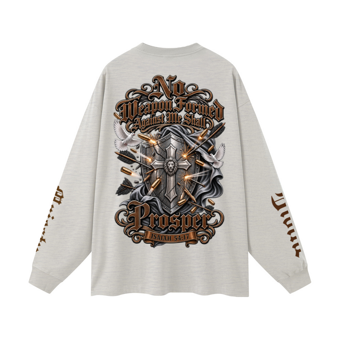305GSM Unisex Premium Heavyweight Double-Yarn Plain Fabric Earth-Tone Basic Layering Long sleeve Oatmeal Grey