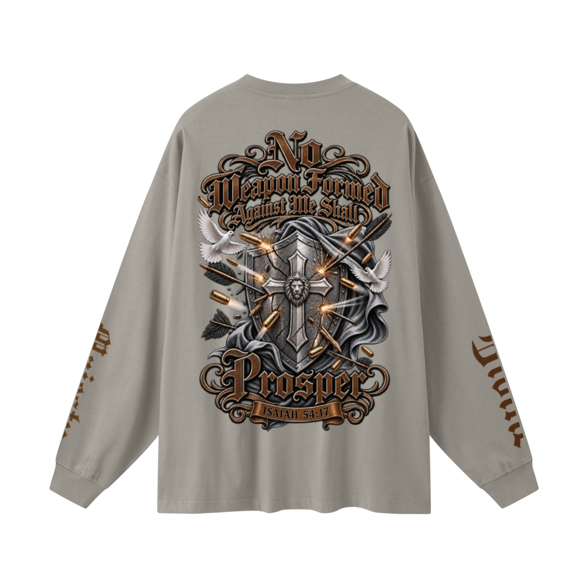 305GSM Unisex Premium Heavyweight Double-Yarn Plain Fabric Earth-Tone Basic Layering Long sleeve Grey Camel