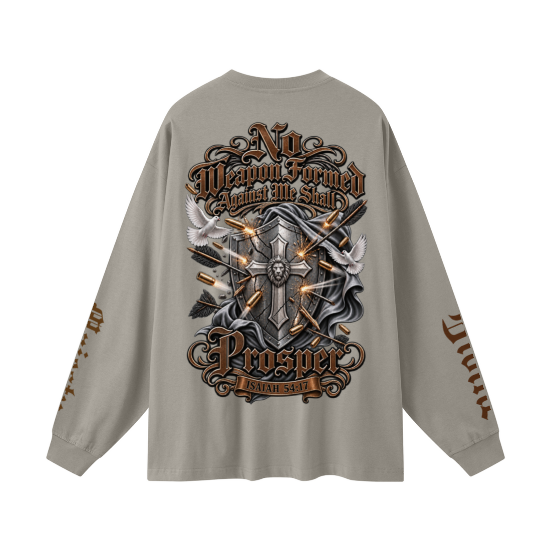 305GSM Unisex Premium Heavyweight Double-Yarn Plain Fabric Earth-Tone Basic Layering Long sleeve Grey Camel