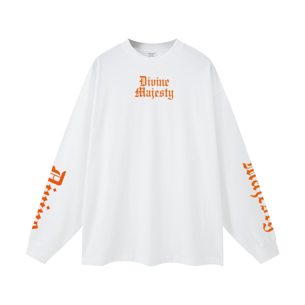305GSM Unisex Premium Heavyweight Double-Yarn Plain Fabric Earth-Tone Basic Layering Long sleeve White