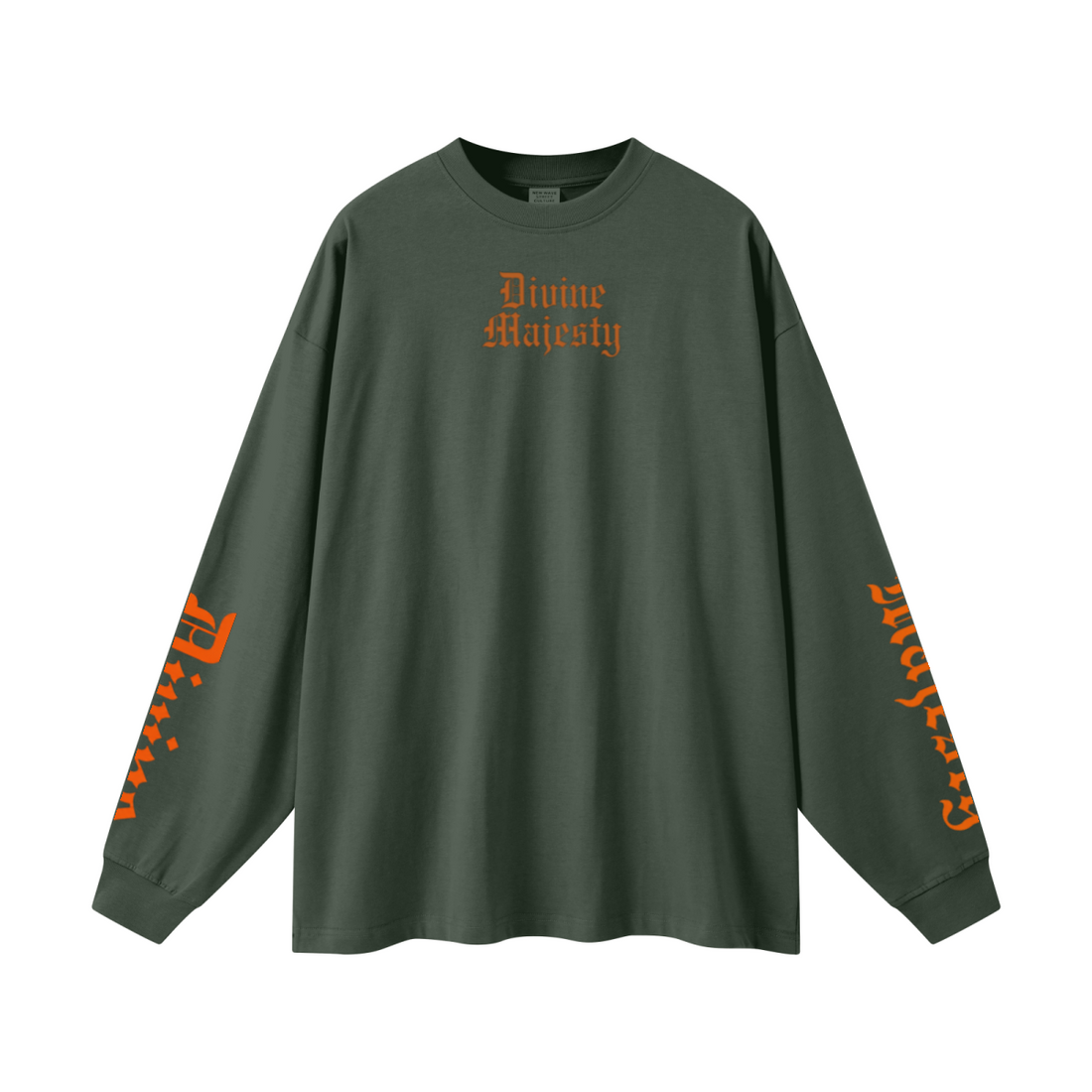 305GSM Unisex Premium Heavyweight Double-Yarn Plain Fabric Earth-Tone Basic Layering Long sleeve Dark Green