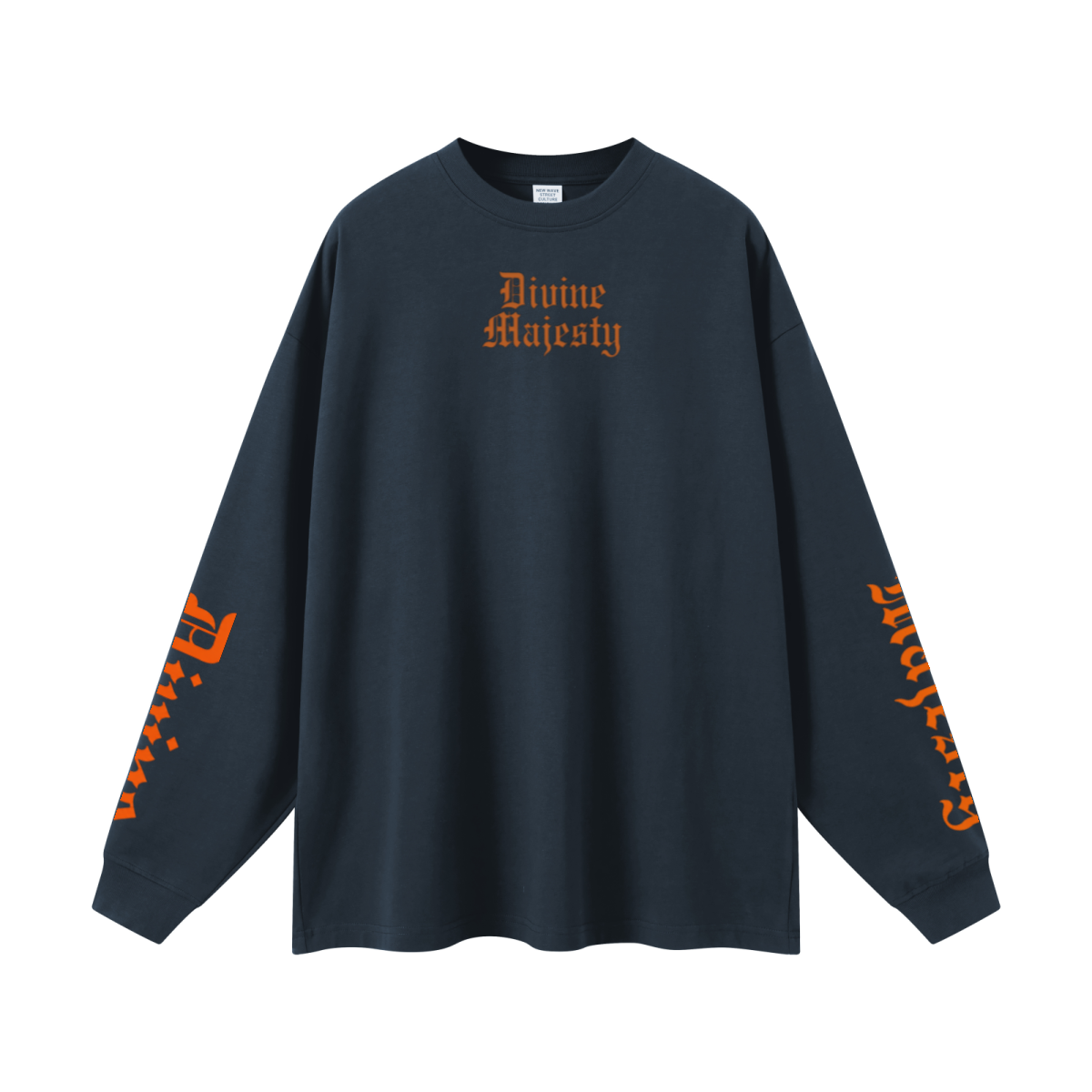 305GSM Unisex Premium Heavyweight Double-Yarn Plain Fabric Earth-Tone Basic Layering Long sleeve Navy Blue
