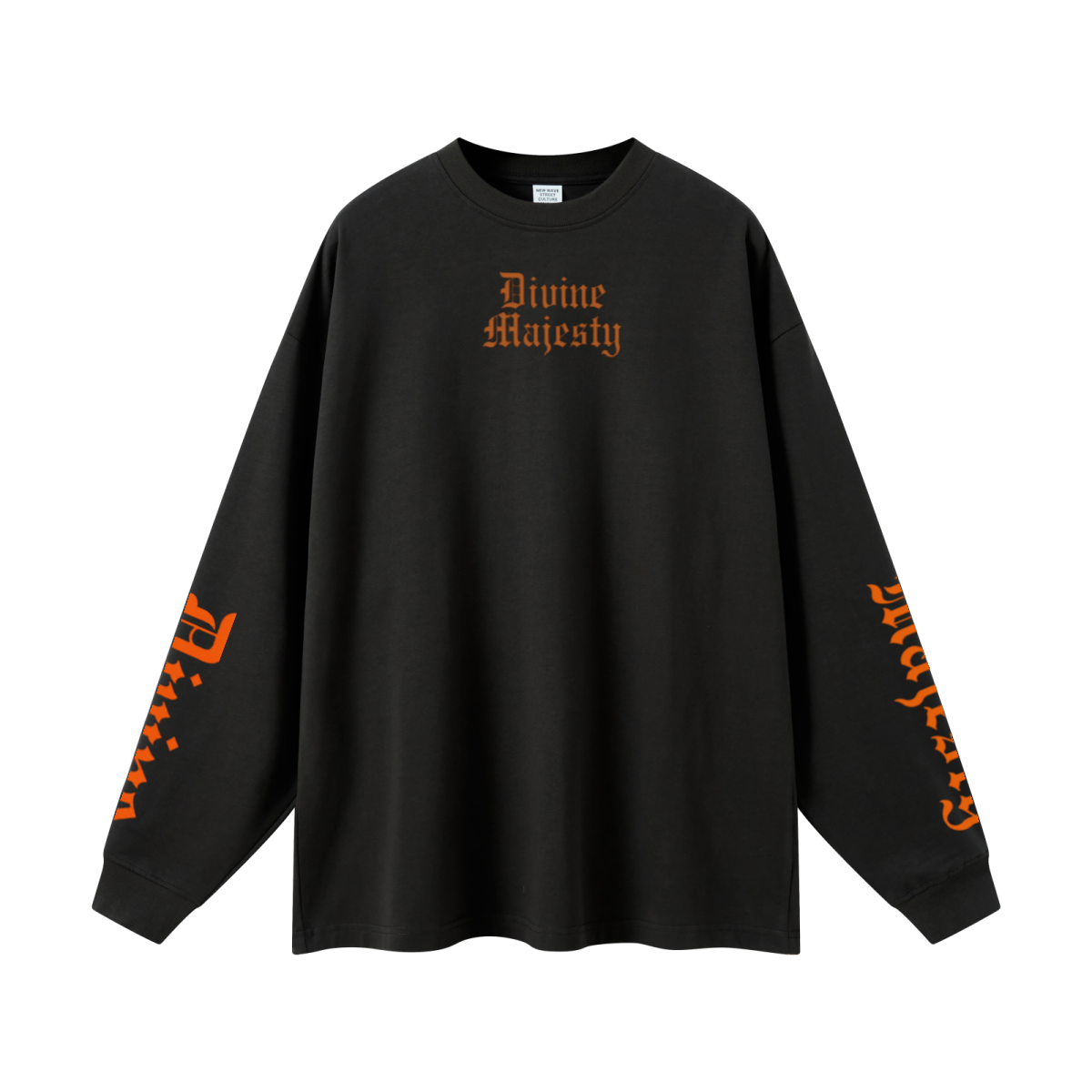 305GSM Unisex Premium Heavyweight Double-Yarn Plain Fabric Earth-Tone Basic Layering Long sleeve Black