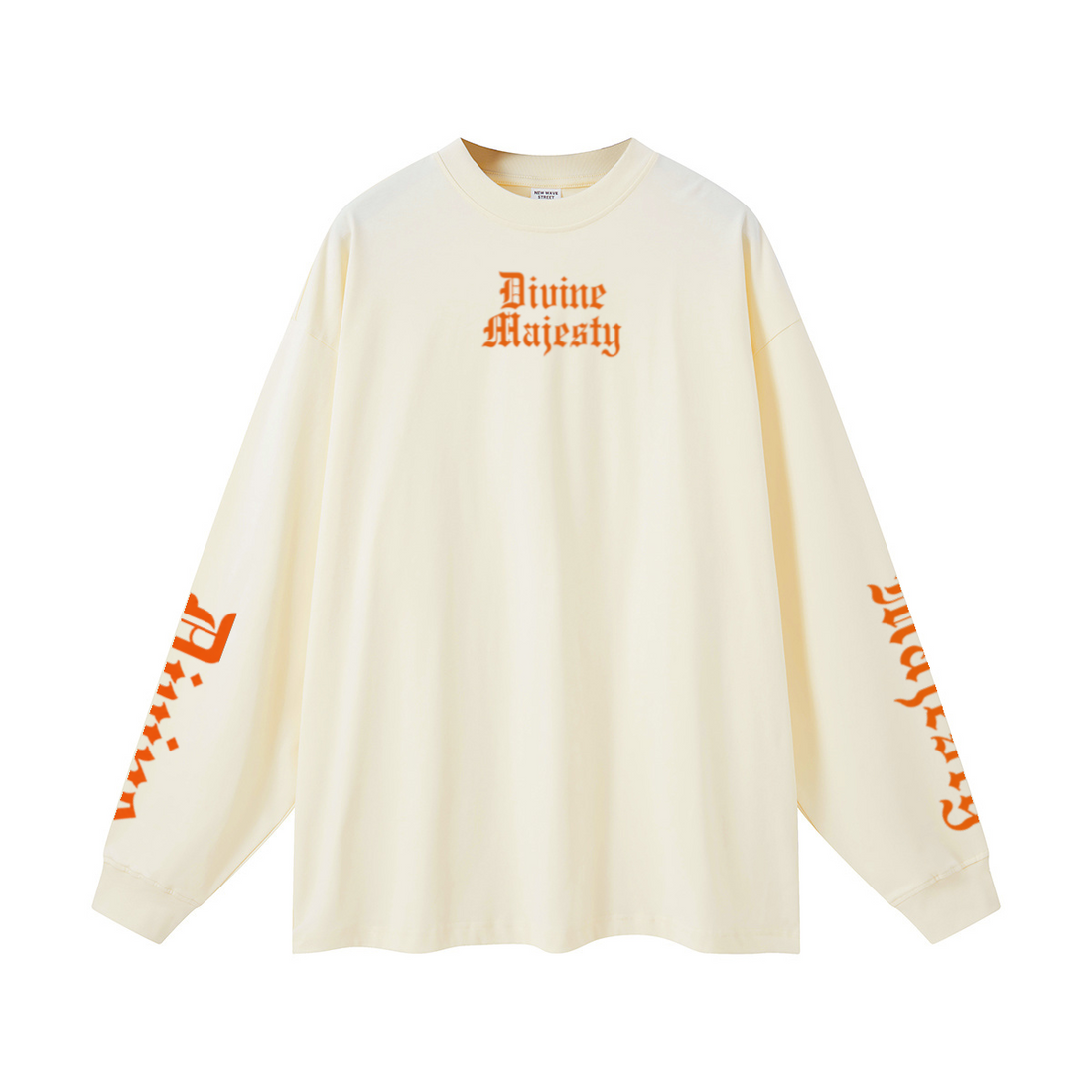305GSM Unisex Premium Heavyweight Double-Yarn Plain Fabric Earth-Tone Basic Layering Long sleeve Milk Tea White