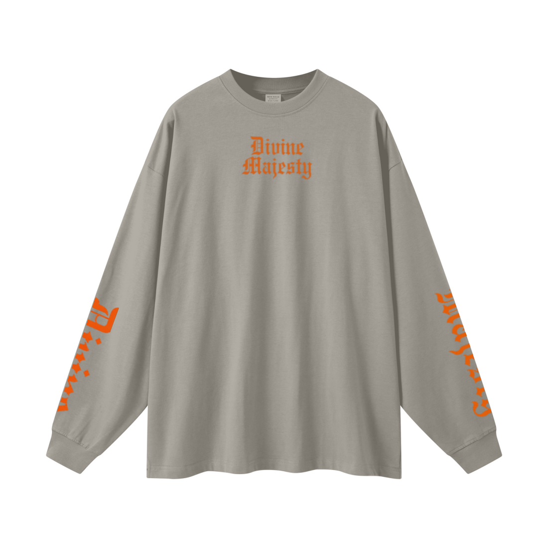 305GSM Unisex Premium Heavyweight Double-Yarn Plain Fabric Earth-Tone Basic Layering Long sleeve Grey Camel