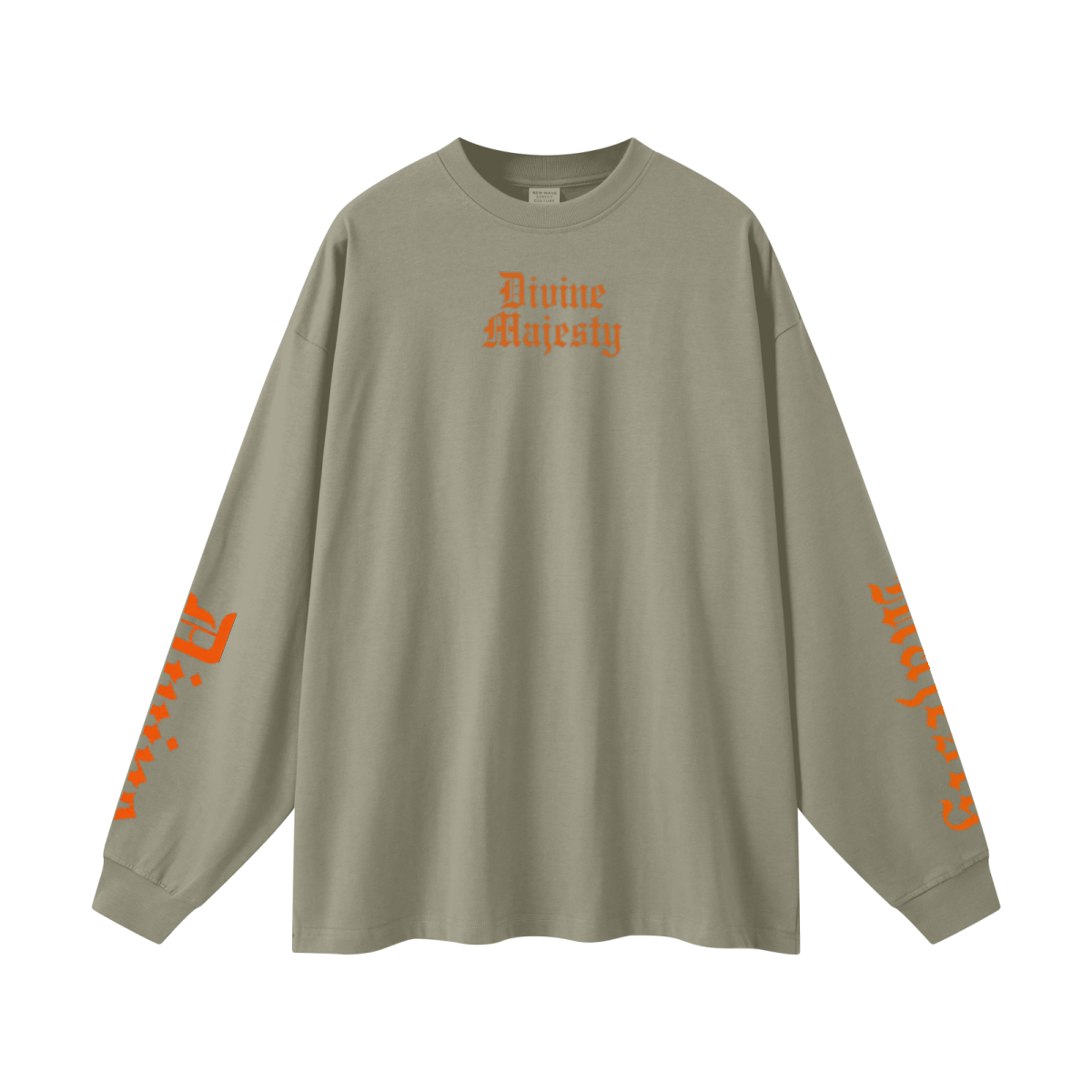 305GSM Unisex Premium Heavyweight Double-Yarn Plain Fabric Earth-Tone Basic Layering Long sleeve Grey Green
