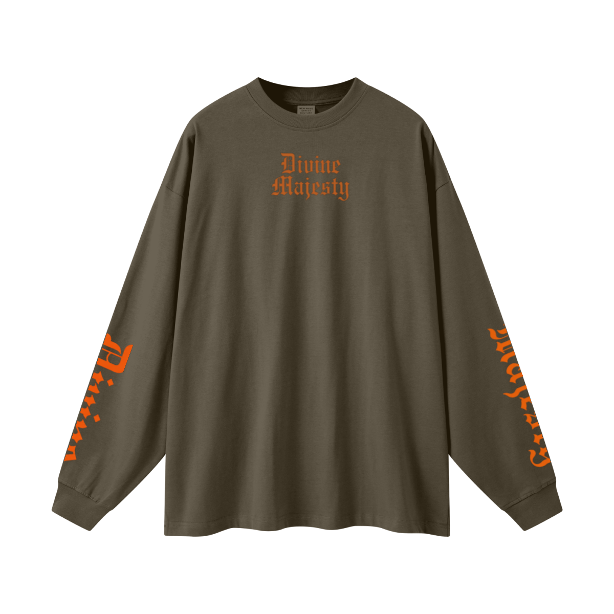 305GSM Unisex Premium Heavyweight Double-Yarn Plain Fabric Earth-Tone Basic Layering Long sleeve Brown